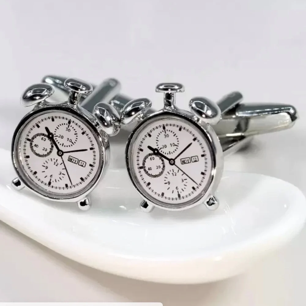 Silver Stopwatch Dial Cufflinks - Men Accessories